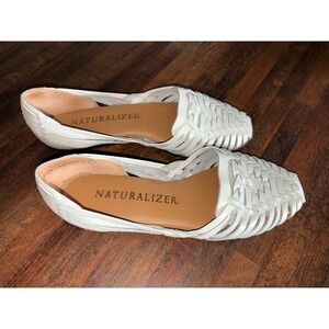 Naturalizer Escapade White Leather Woven Huarache Flats Shoes 6M Brazil 205F21
